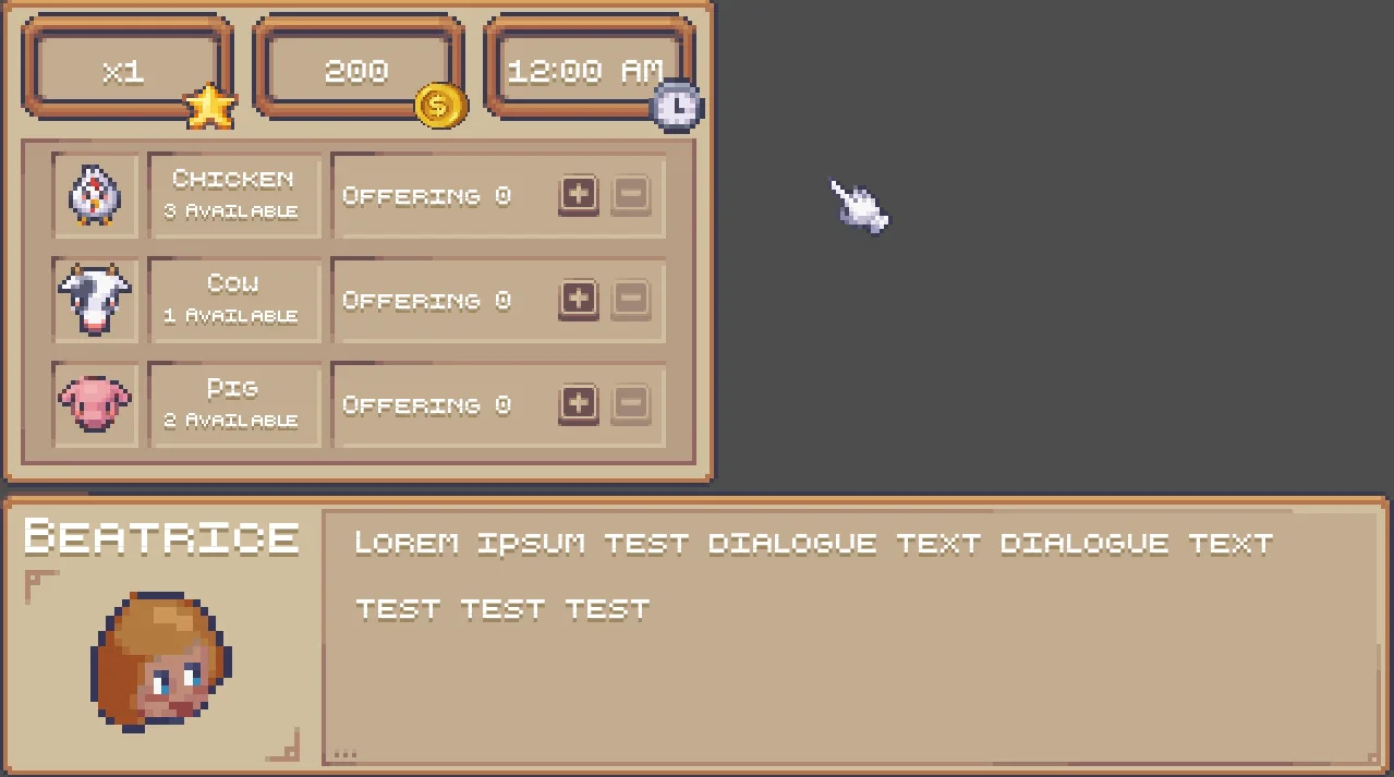 Work In Progress Market Inventory and Dialogue HUD